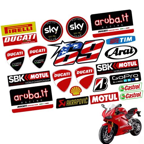 Ducati Reflective Motorcycle Stickers Side Strip Bike Helmet Decals