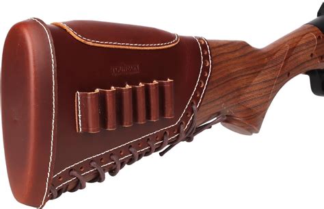 TOURBON Leather Recoil Pad Lace On Rifle Buttstock Ammo Holder Cheek