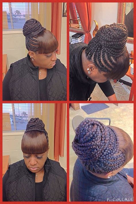 Cornrows In A Bun With Bangs Fabulous Hairstyles With Bangs Braided Cornrow Hairstyles