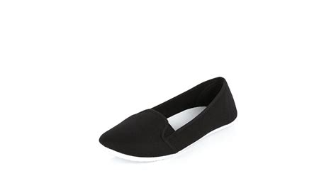 Black Canvas Slip On Plimsolls New Look