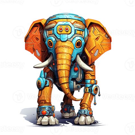 Cartoon Elephant Robots T Shirt Sticker Funny Cyborg Ai Generated 33842454 Png