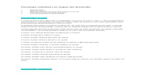 Psicolog A Evolutiva Las Etapas Del Desarrollo Pdf Document