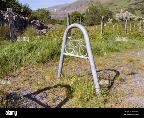 Bicycle Rack With Cycle Design Beside Road On National Cycle Route In