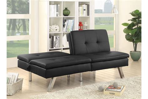 Chrissy Modern Tufted Leatherette Convertible Futon Sofa In Black