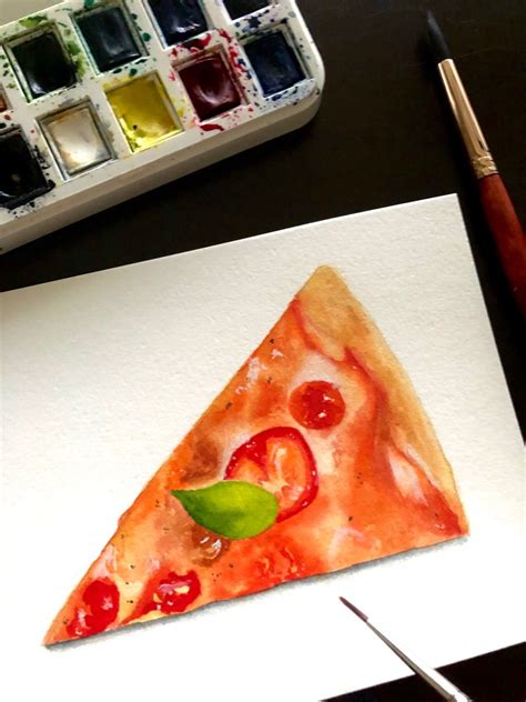 Realistic Pizza Slice Watercolor Painting