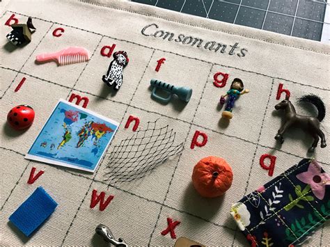 Montessori Language Mats With Natural Wooden Objects For Letter Sound