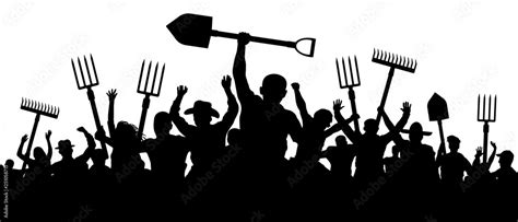 Angry Peasants Protest Demonstration A Crowd Of People With A