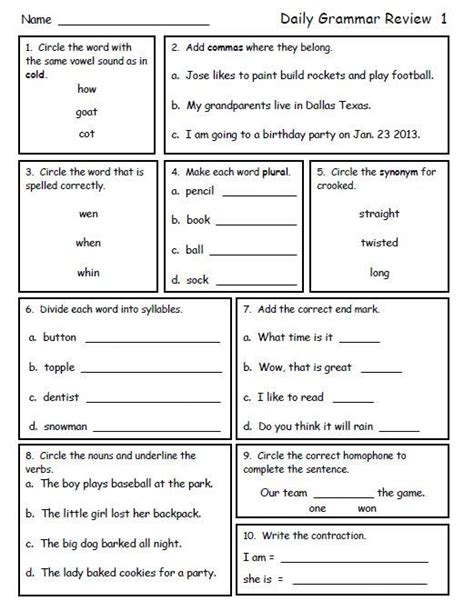 Grade 2 Grammar Workbook Pdf