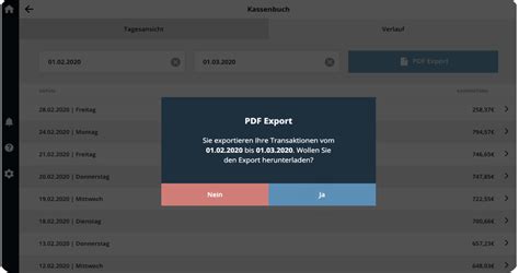 Ready Order Support Hilfe Center Kassenbuch Datenexport Pdf Oder