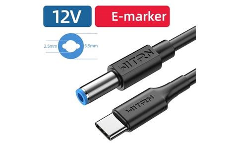 Кабель WITRN Type-C на DC5525 с триггером E-Marker PD 12V 5А 100W для ...