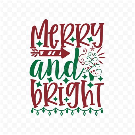 Merry And Bright Stickers Vector Stock Vector Illustration Of