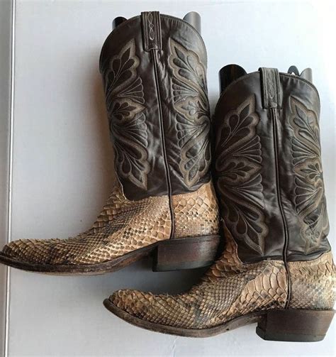 Vintage Tony Lama Men S Rattlesnake Snakeskin Cowboy Boots Size