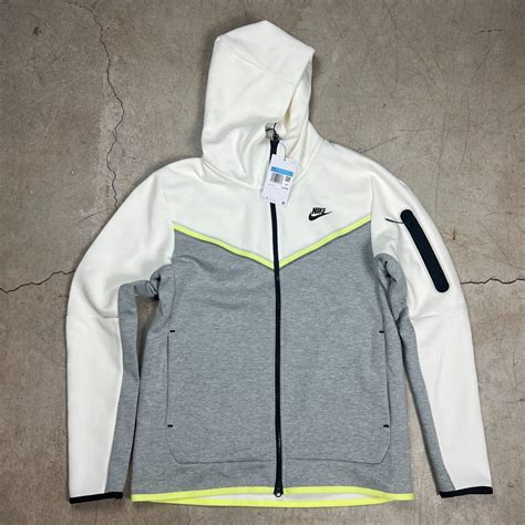 Nike Sportswear Tech Fleece Mens Size Med Full Zip Hoodie White Grey