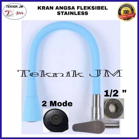 Jual Kran Angsa Fleksibel Stainless Kuningan Warna Blue Model Tembok