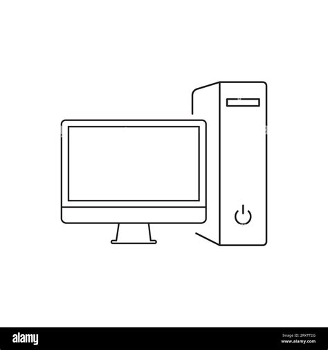 Monitor And System Unit Icon Computer Isolated On White Background