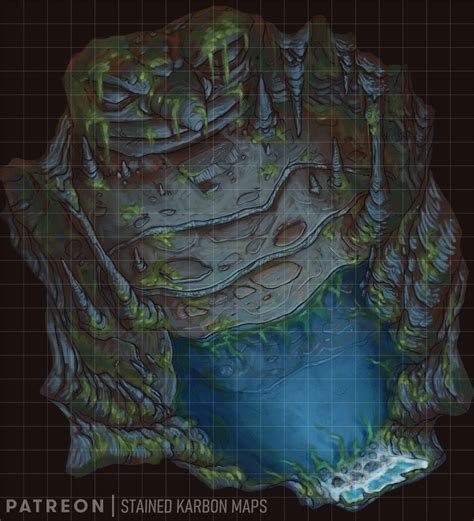 Secret Waterfall Cave 22x20 Battlemap Rdndmaps