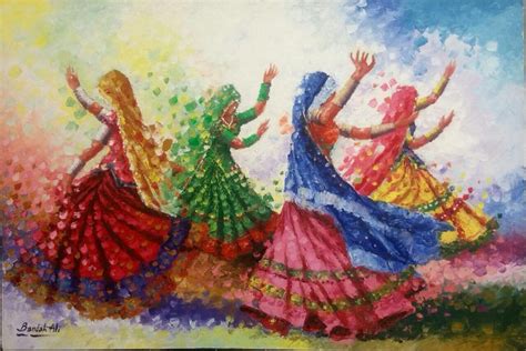 Beautiful Abstract Rajasthani Women Dancing Figurative Etsy