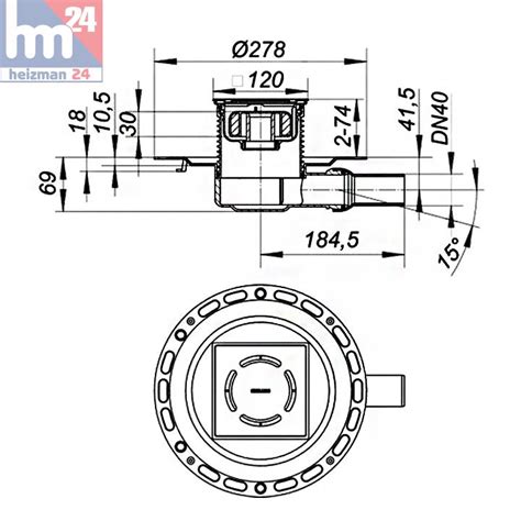 Dallmer Bodenablauf TistoPrimus C 12 Ablaufstutzen Seitlich DN 40 120 X