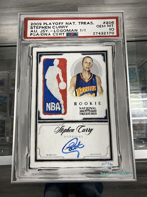 2009 Panini National Treasures Stephen Curry LOGOMAN Auto Frame 30