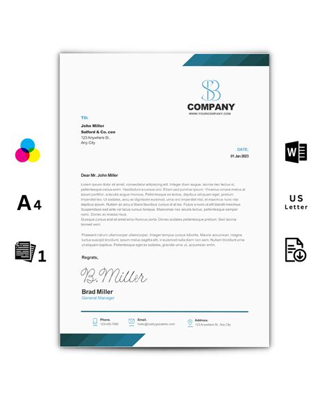 Letterhead Template Word Blue