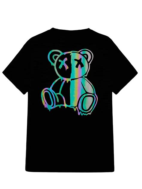 Gorglitter Men S Graphic Tee Bear Letter Print Short Sleeve Round Neck