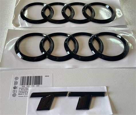 Oem Style Gloss Black Front Rear Trunk Emblem Badge Set For Audi Tt Fv