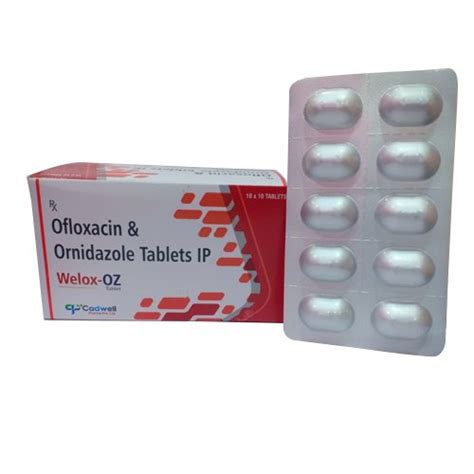 Cadwell Ofloxacin And Ornidazole Tablets IP Packaging Size 10x10