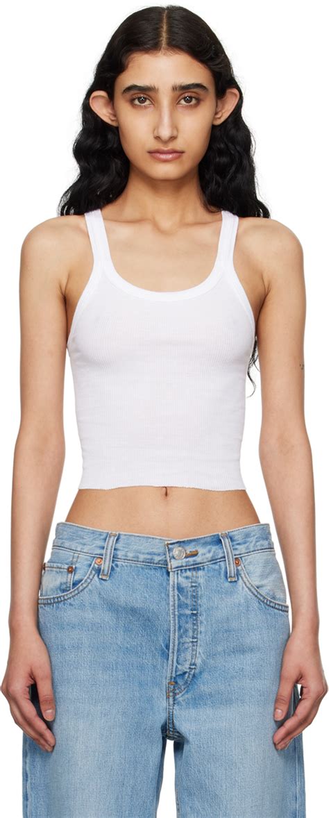 Re Done White Hanes Edition Tank Top SSENSE