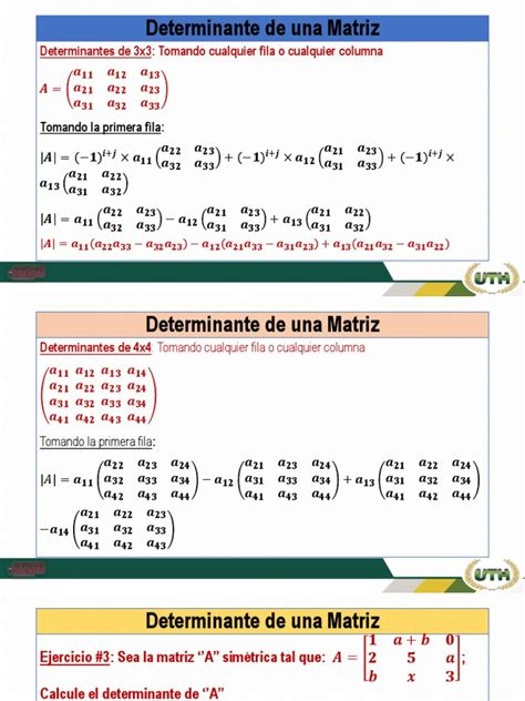 Presentacion 8 Determinantes Pdf Pdf Determinante Matriz Matemáticas