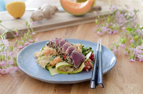 Tataki De Thon Et Sa Salade Fraiche De Quinoa Au Melon Les P Pites De