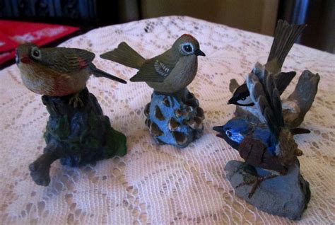 4 Pewter Birds Franklin Mint Bird Figurines Pekin Robin Ruby