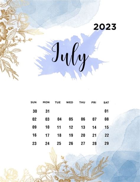 Copy Of Hello July Calendar Poster Postermywall