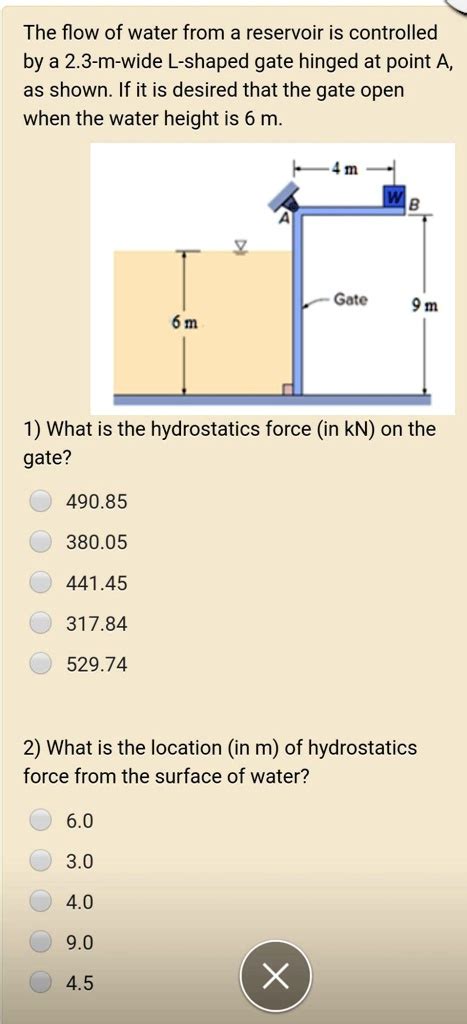 Solved The Flow Of Water From A Reservoir Is Controlled By A M