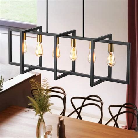 Rrtyo Luyster Light Black Industrial Rectangular Linear Pendant