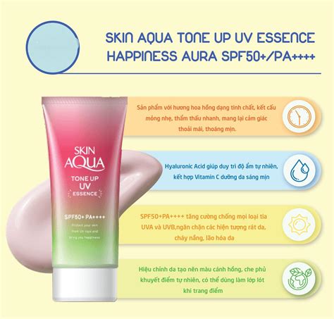 Kem Chống Nắng Nâng Tông Da Skin Aqua Tone Up Uv Essence Happiness Aura Spf50 Pa 80g