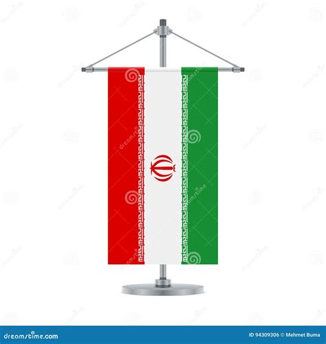 Iranian Flag On The Metallic Cross Pole Illustration Stock Vector