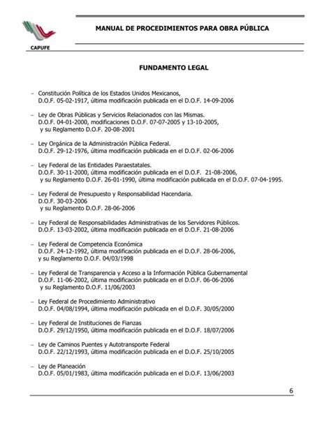 6 MANUAL DE PROCEDIMIENTOS PARA OBRA PÚBLICA