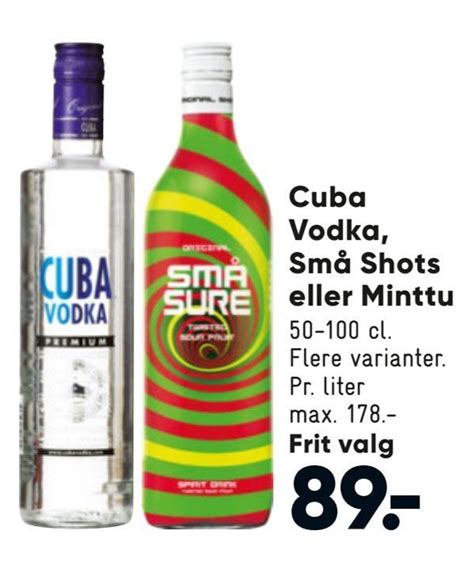 Cuba vodka små shots eller minttu tilbud hos Bilka