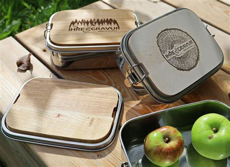 Edelstahl Lunchboxen mit Holzdeckel - Stilvoll & Nachhaltig