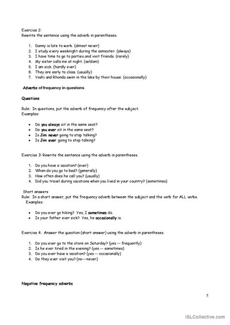 Adverbs English Esl Worksheets Pdf And Doc