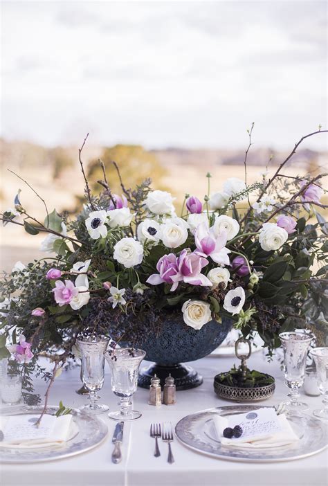 Black And Purple Centerpiece Elizabeth Anne Designs The Wedding Blog