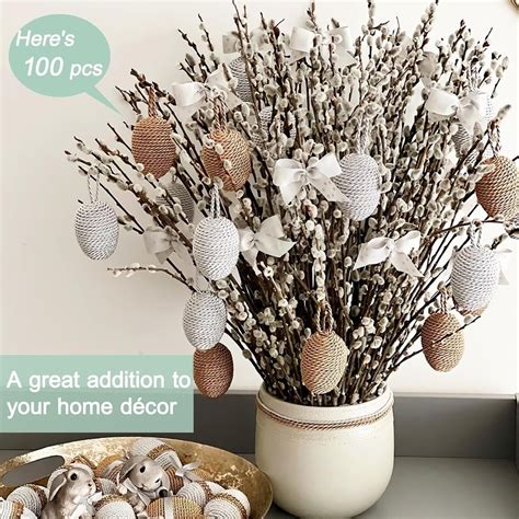 45 Stems 17Real Dried Pussy Willow Branches For Vase100 Natural White EBay