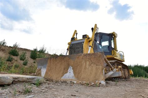 Dozer Working At Construction Site Bulldozer For Land Clearing