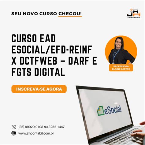 Curso Esocial Efd Reinf X Dctfweb Darf E Fgts Digital Ead