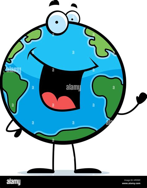 A Happy Cartoon Planet Earth Waving And Smiling Stock Vector Image