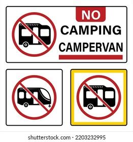 No Camping Campervan Sign No Camping Stock Vector Royalty Free