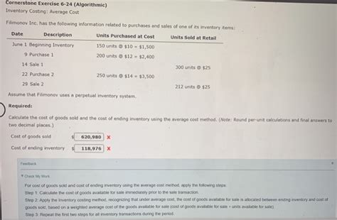 Solved Cornerstone Exercise Algorithmic Inventory Chegg