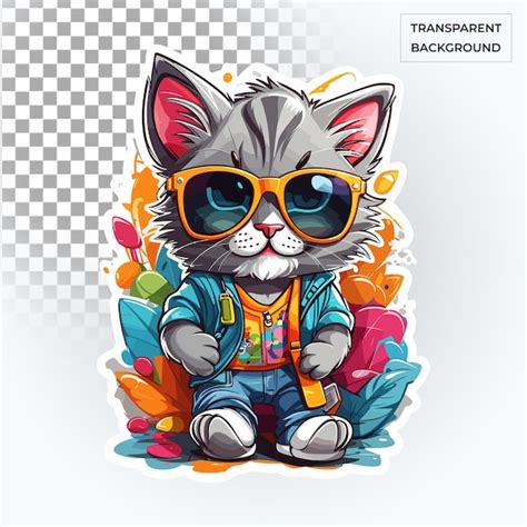 Premium Psd Playful Cute Cat Wearing Sunglasses Free Psd High