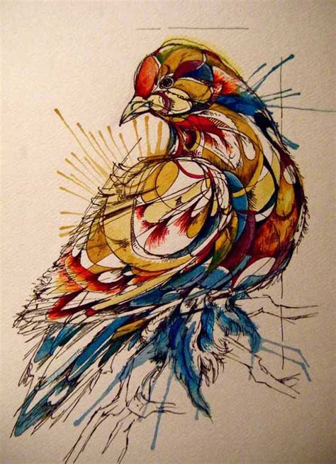 Abby Diamonds Beautiful Ink And Watercolour Birds Art British Bird