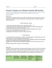 climate activity worksheet.rtf - Name: Date: Ocean's Impact on Climate ...